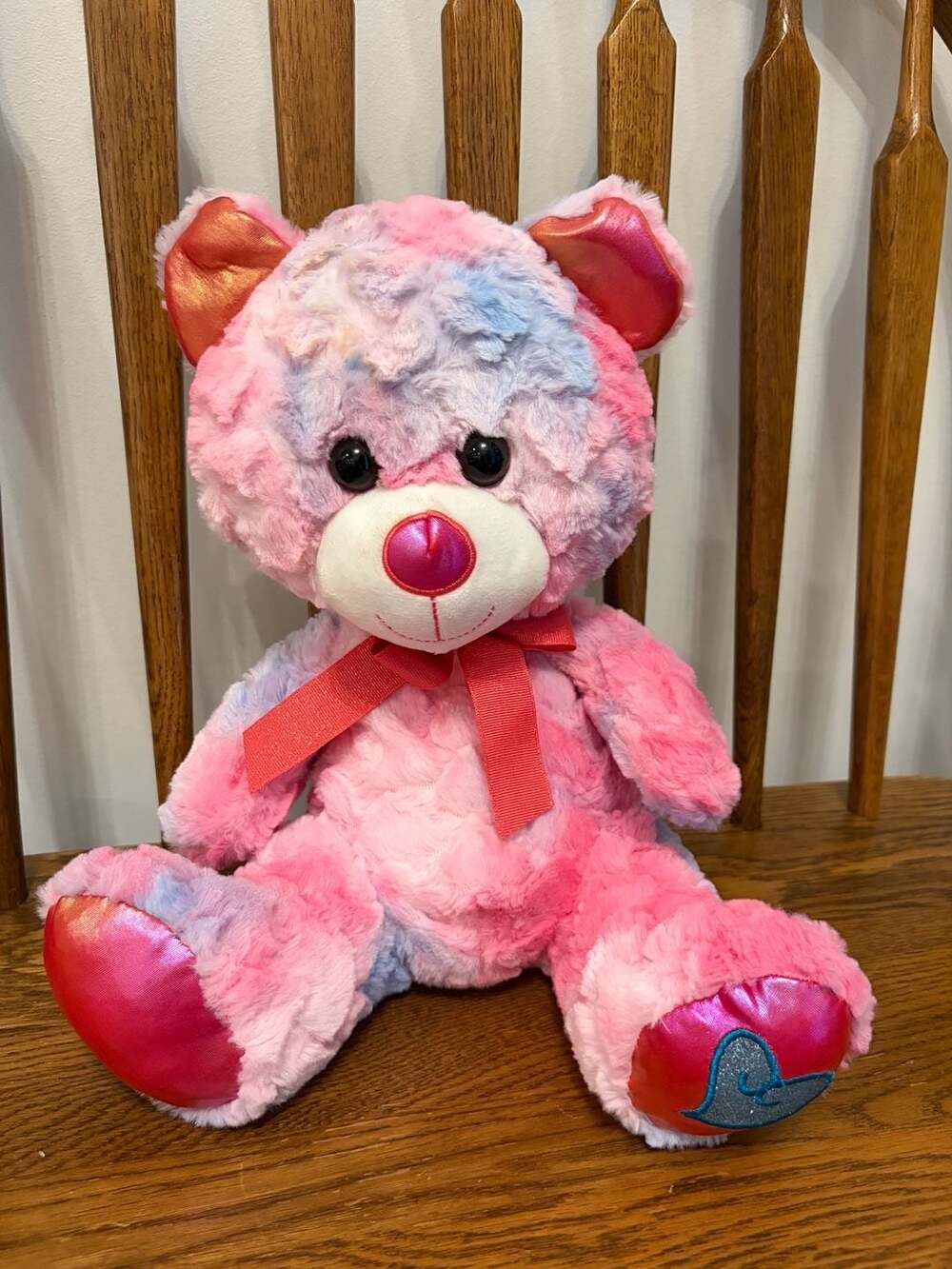 Walgreens Valentine's Pink Blue Tie Dye Teddy Bear Plush Stuffed Animal 11"